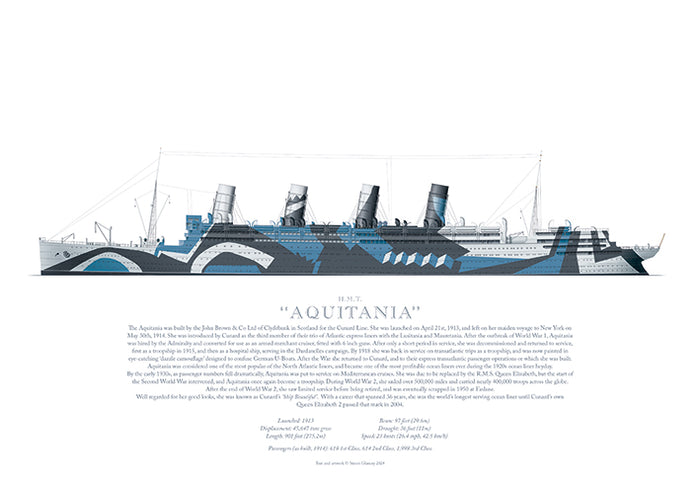 H.M.T. Aquitania (WW1 - port side)