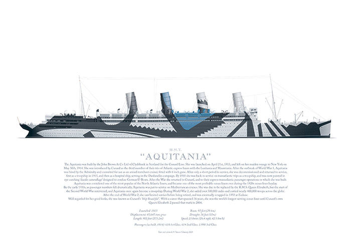 H.M.T. Aquitania (WW1 - starboard side)