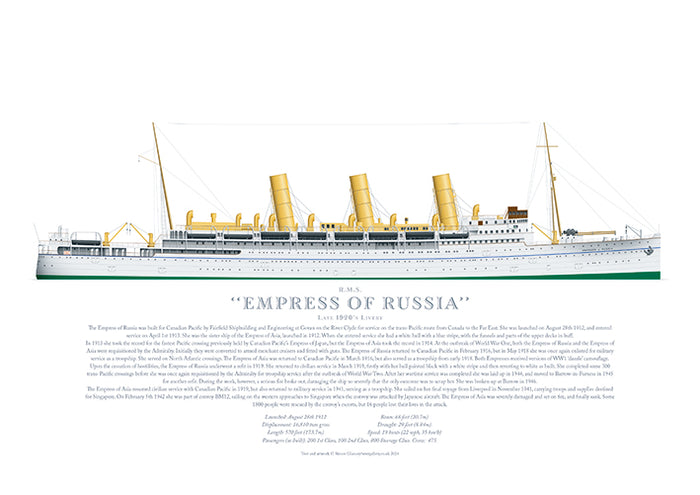 R.M.S. Empress of Russia 1920s white livery