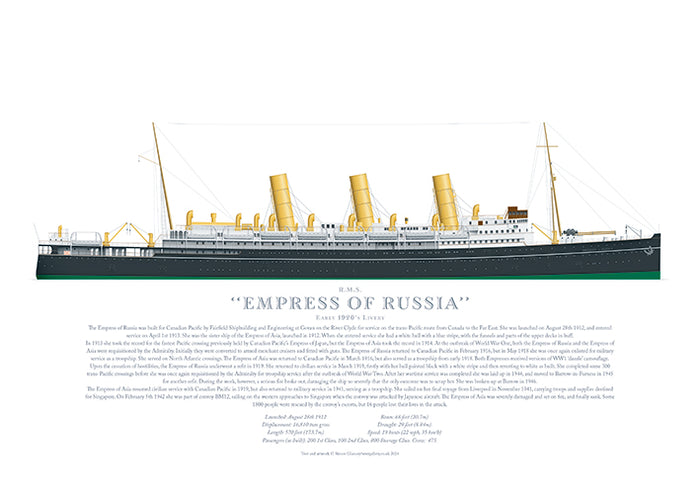 R.M.S. Empress of Russia 1920s black livery