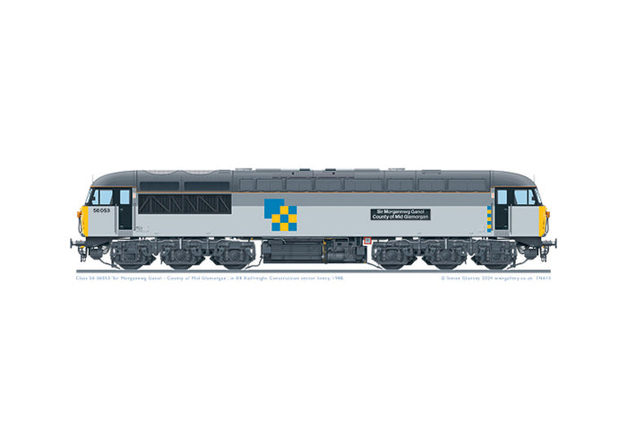 Class 56 56053 'Sir Morgannwg Ganol - County of Mid Glamorgan' Railfreight Construction